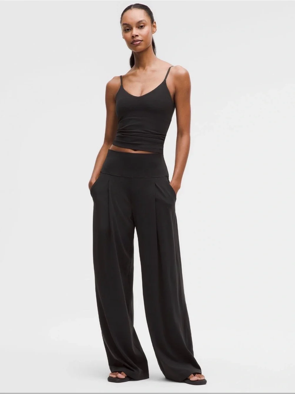Wide Leg Black Palazzo Pants for Women